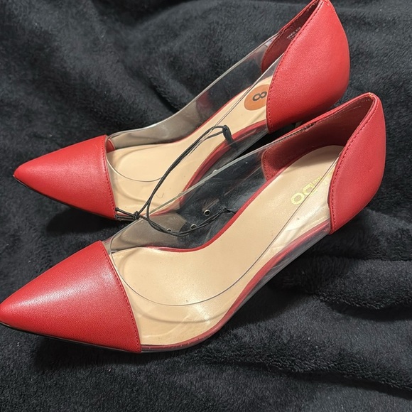 Aldo Red and Clear Sided Stiletto Style Heels Ladies Size 8 US women’s New* - Picture 1 of 9